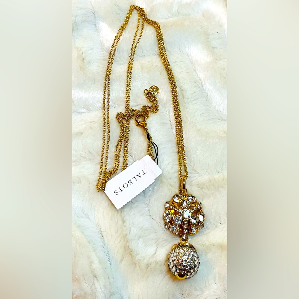 TALBOTS gold tone Rhinestone necklace NWT